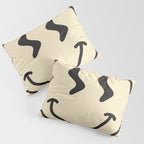 Wonky Smiley Face - Black and Cream Pillow Sham Gallery Image 3
