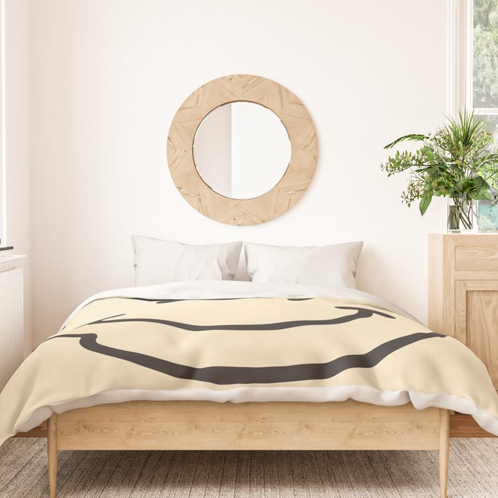 Wonky Smiley Face - Black and Cream Duvet Cover Gallery Image 3