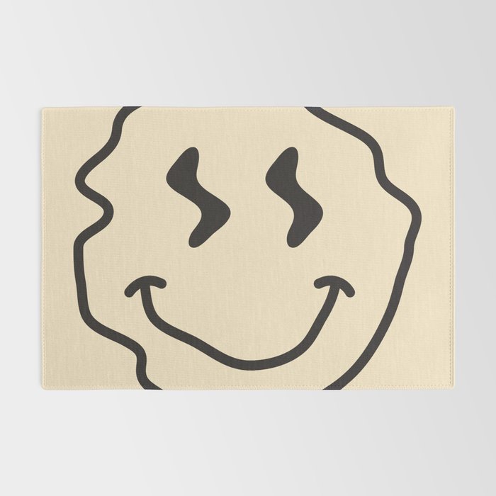 Wonky Smiley Face - Black and Cream Rug Gallery Image 2