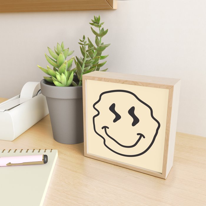 Wonky Smiley Face - Black and Cream Mini Art Print Gallery Image 2