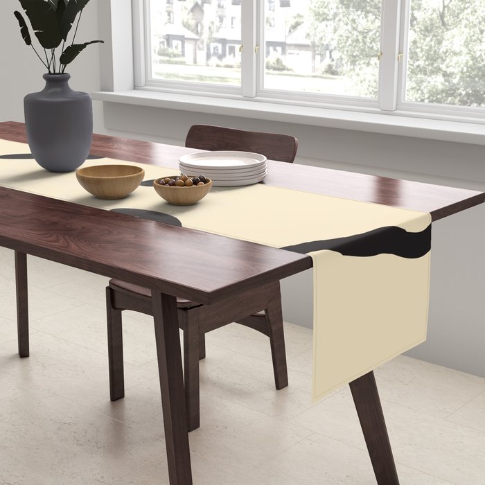 Wonky Smiley Face - Black and Cream Table Runner Gallery Image 2