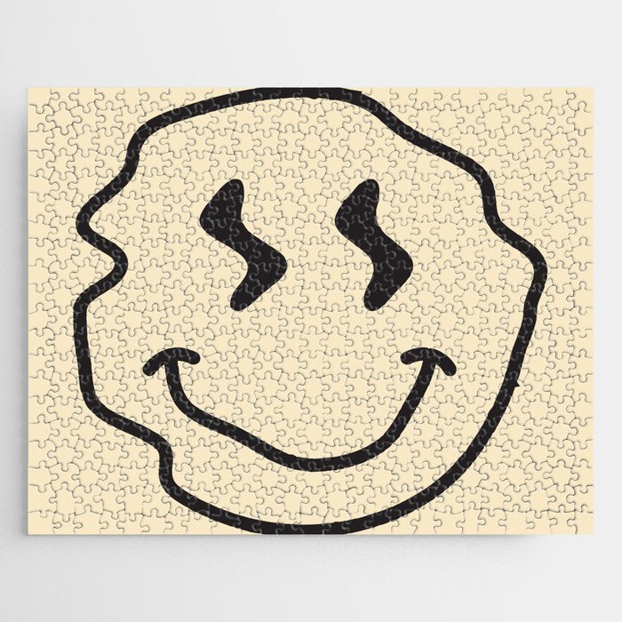 Wonky Smiley Face - Black and Cream Jigsaw Puzzle Gallery Image 1