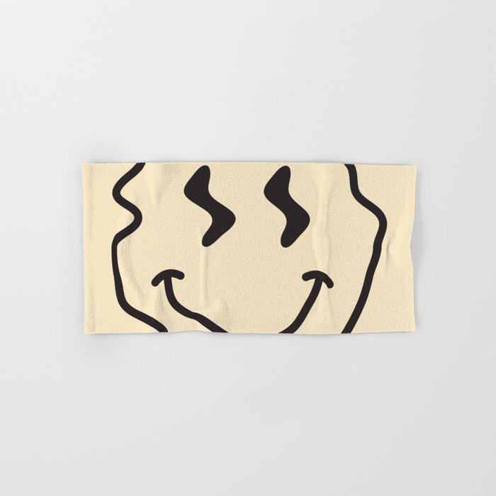Wonky Smiley Face - Black and Cream Bath Towel Gallery Image 1
