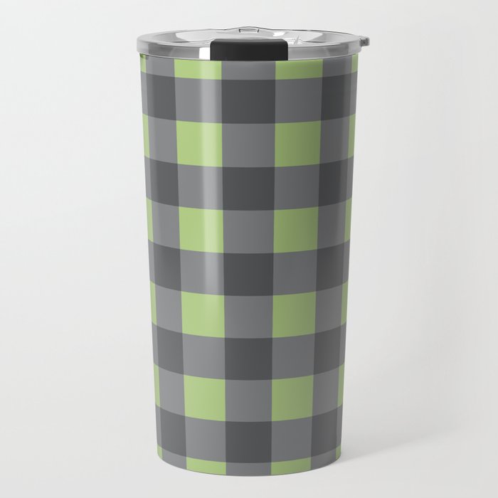 Small Blocks - Spring Green and Grays Travel Mug Gallery Image 1