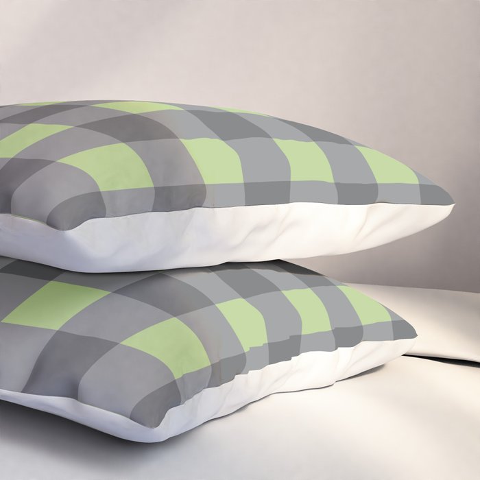 Small Blocks - Spring Green and Grays Pillow Sham Gallery Image 3