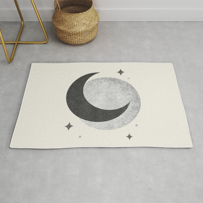 Moon Sparkle BW - Celestial Rug Gallery Image 1