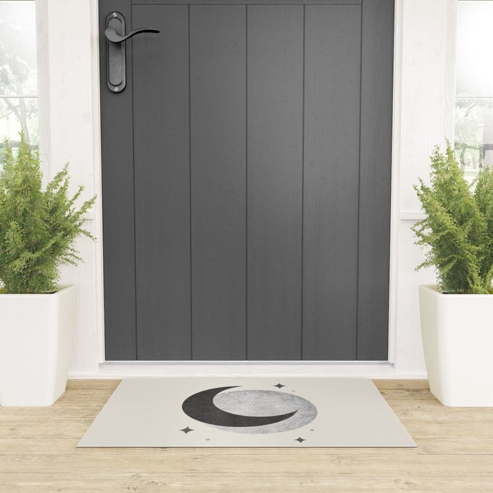 Moon Sparkle BW - Celestial Welcome Mat Gallery Image 3