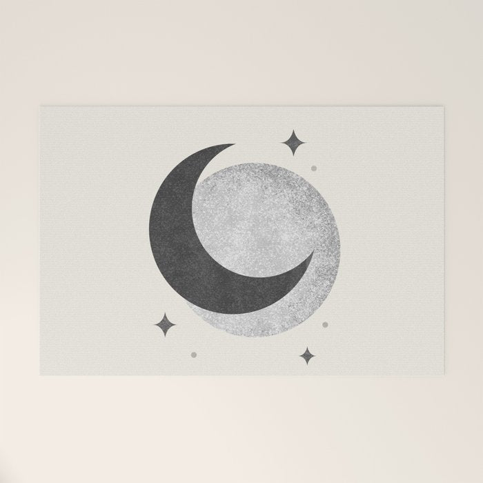 Moon Sparkle BW - Celestial Welcome Mat Gallery Image 1