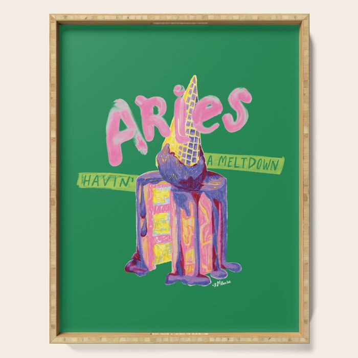 Aries Dessert in Kelly Green & Pink Serving Tray Gallery Image 1