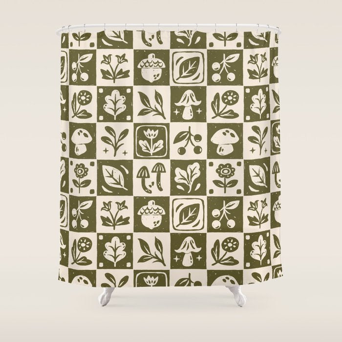 Patchwork Botanical Shower Curtain Gallery Image 1
