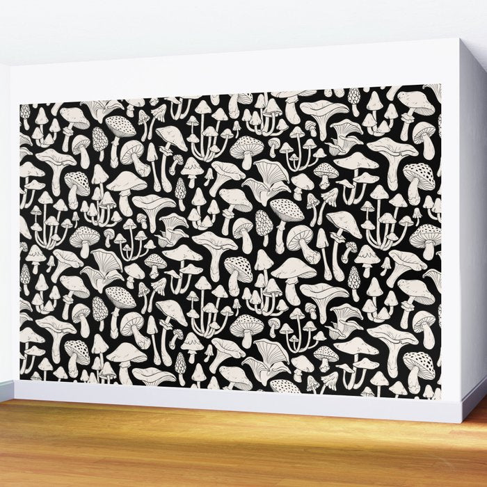 Mushrooms in Black And White Wall Mural Gallery Image 2