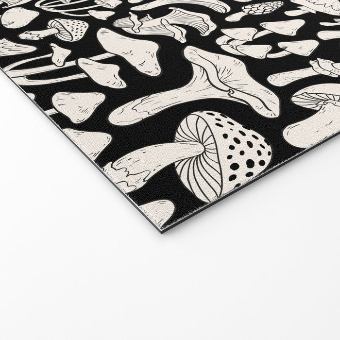 Mushrooms in Black And White Welcome Mat Gallery Image 2