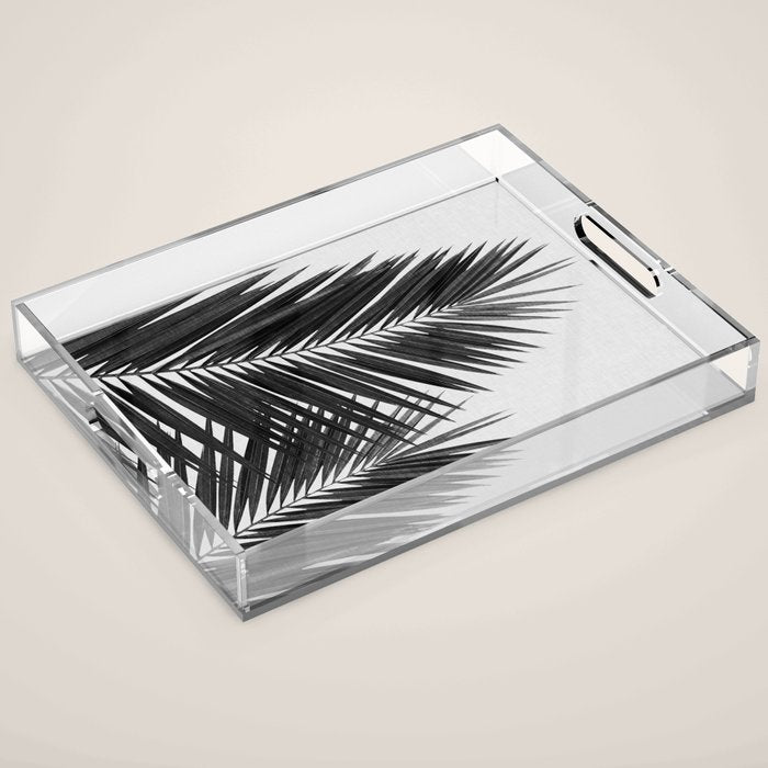 Palm Leaf Black & White II Acrylic Tray Gallery Image 1