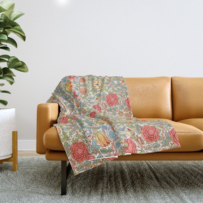 William Morris "Rose" Throw Blanket Gallery Image 1