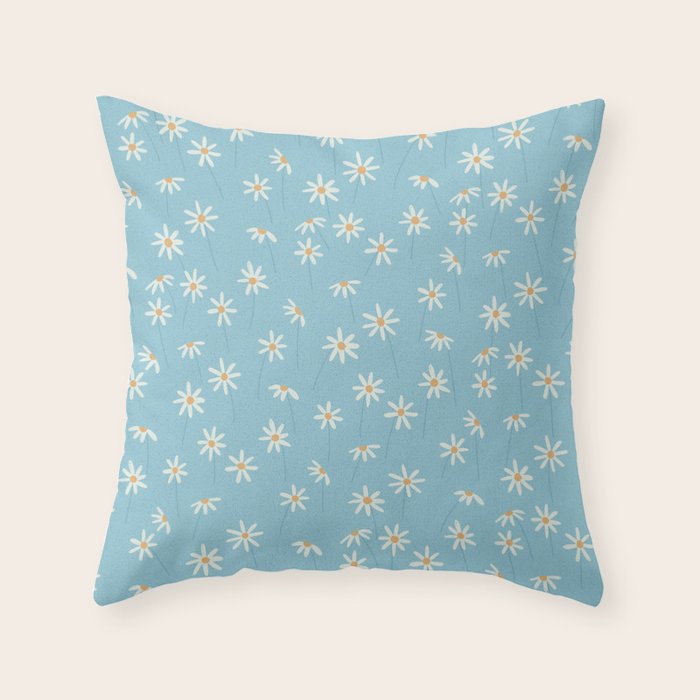 Daisy Blue Throw Pillow Gallery Image 1