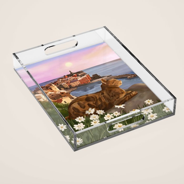 Whiskers in the Wildflowers Acrylic Tray Gallery Image 1