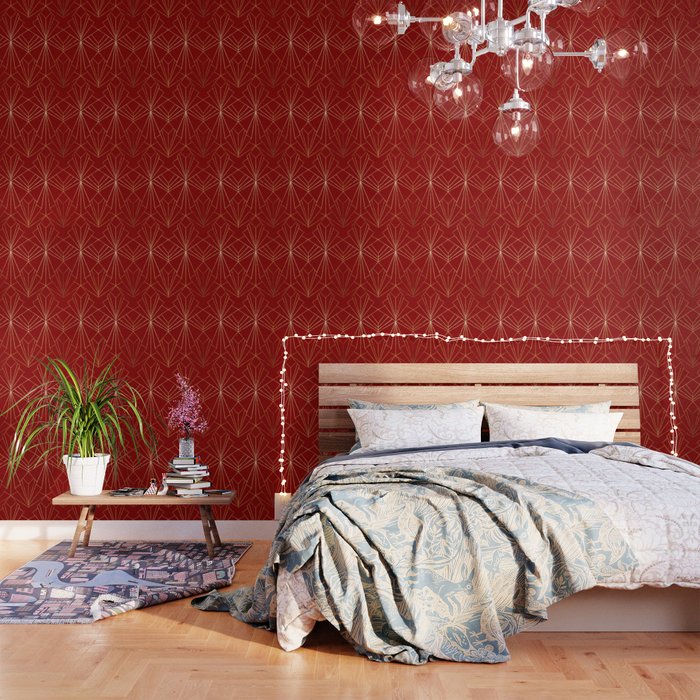Crimson Red Art Deco Wallpaper Gallery Image 3