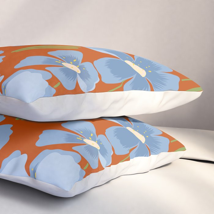 Harleigh Flower Art, Orange and Blue Pillow Sham Gallery Image 3