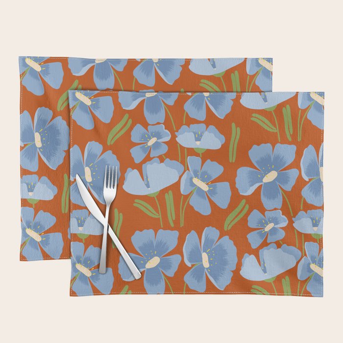 Harleigh Flower Art, Orange and Blue Placemat Gallery Image 1