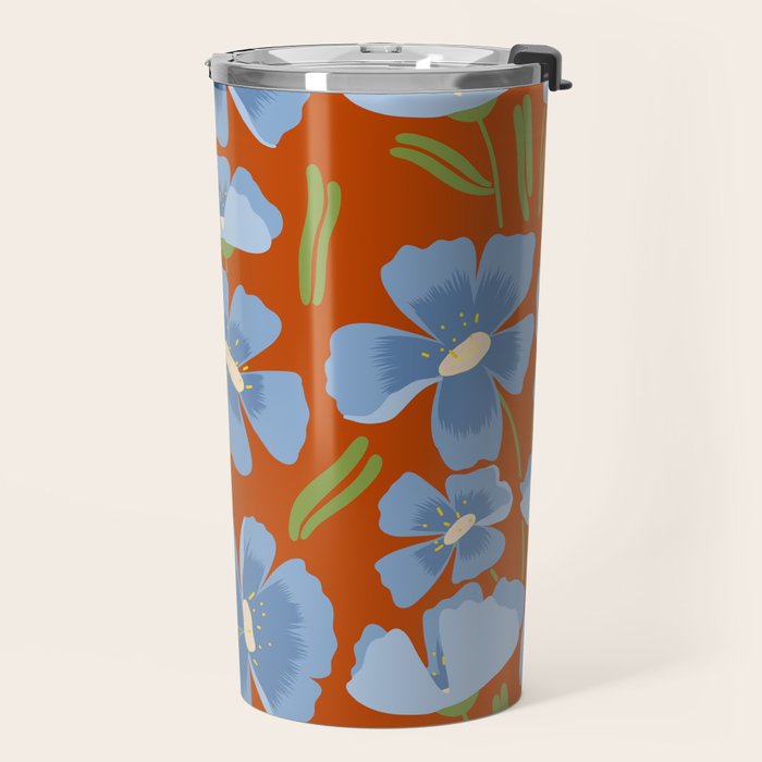 Harleigh Flower Art, Orange and Blue Travel Mug Gallery Image 2