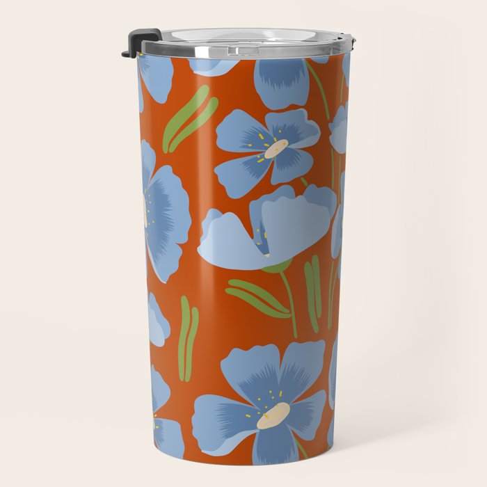 Harleigh Flower Art, Orange and Blue Travel Mug Gallery Image 3