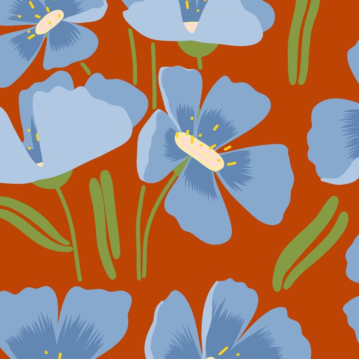 Harleigh Flower Art, Orange and Blue Coffee Mug Gallery Image 2