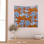 Harleigh Flower Art, Orange and Blue Wall Tapestry Gallery Image 2