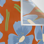 Harleigh Flower Art, Orange and Blue Wall Tapestry Gallery Image 3