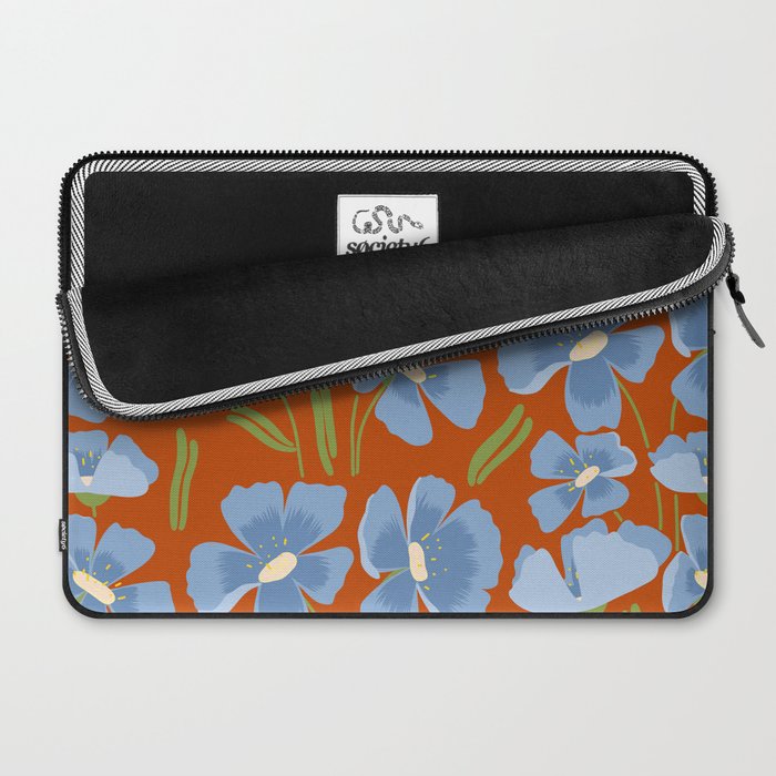 Harleigh Flower Art, Orange and Blue Laptop Sleeve Gallery Image 2