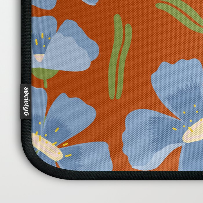Harleigh Flower Art, Orange and Blue Laptop Sleeve Gallery Image 3