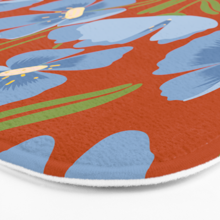Harleigh Flower Art, Orange and Blue Bath Mat Gallery Image 3