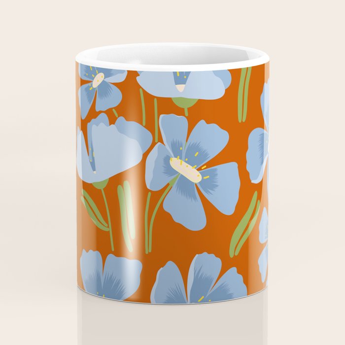 Harleigh Flower Art, Orange and Blue Coffee Mug Gallery Image 4