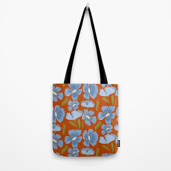 Harleigh Flower Art, Orange and Blue Tote Bag Gallery Image 2