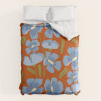Harleigh Flower Art, Orange and Blue Duvet Cover Gallery Image 6