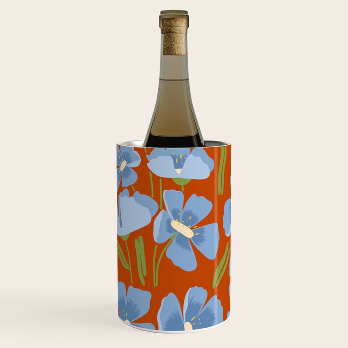 Harleigh Flower Art, Orange and Blue Wine Chiller Gallery Image 1