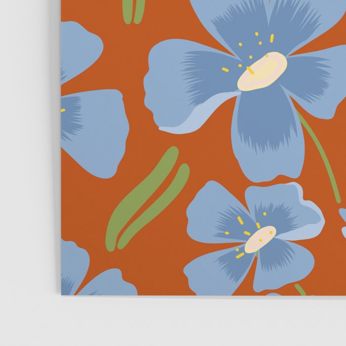 Harleigh Flower Art, Orange and Blue Poster Gallery Image 3