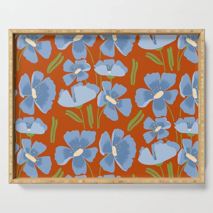 Harleigh Flower Art, Orange and Blue Serving Tray Gallery Image 1