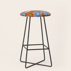 Harleigh Flower Art, Orange and Blue Stool Gallery Image 1