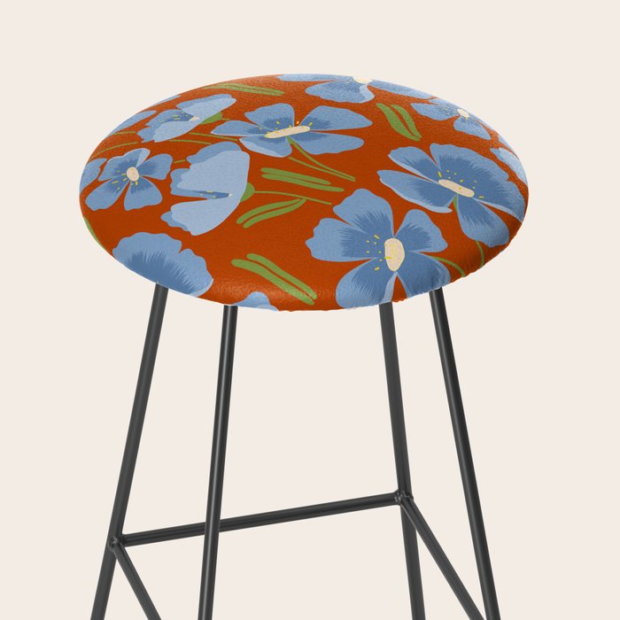 Harleigh Flower Art, Orange and Blue Stool Gallery Image 2