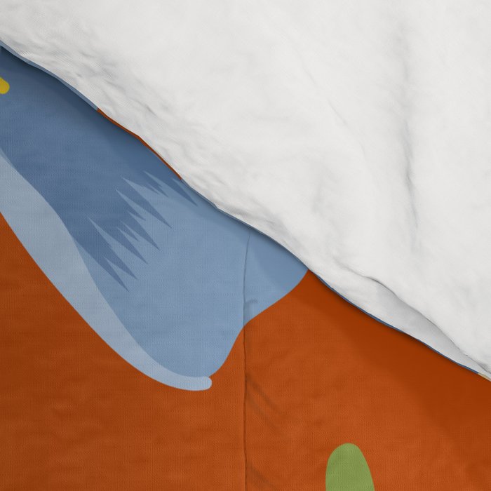 Harleigh Flower Art, Orange and Blue Comforter Gallery Image 4