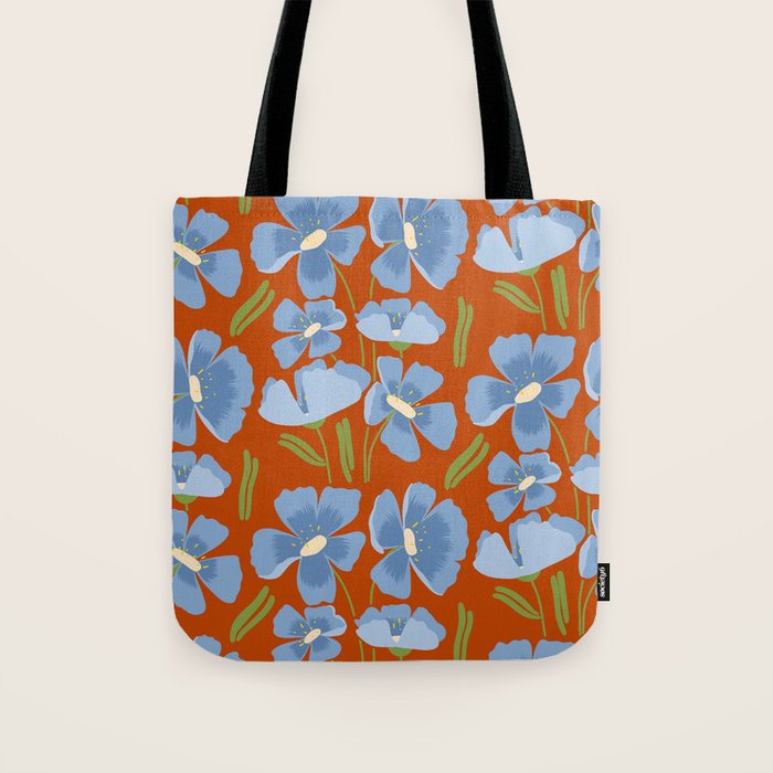 Harleigh Flower Art, Orange and Blue Tote Bag Gallery Image 1
