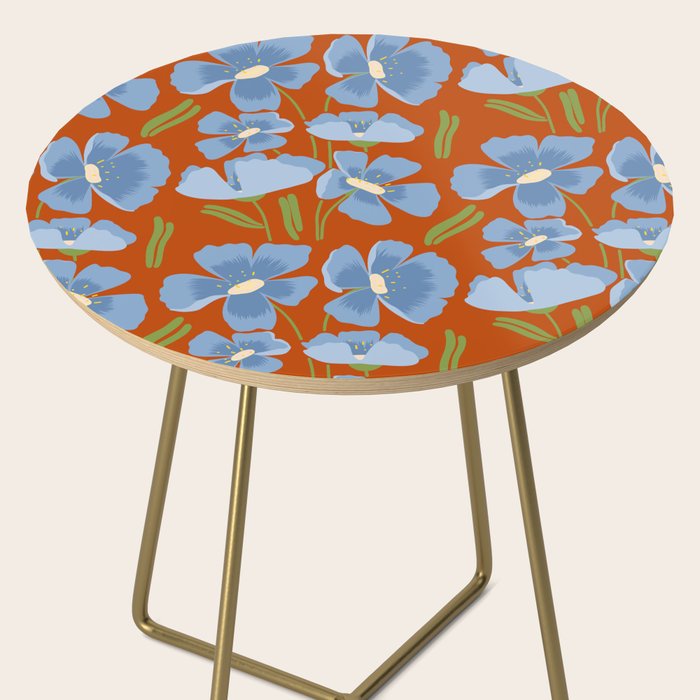 Harleigh Flower Art, Orange and Blue Side Table Gallery Image 2