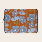 Harleigh Flower Art, Orange and Blue Laptop Sleeve Gallery Image 1