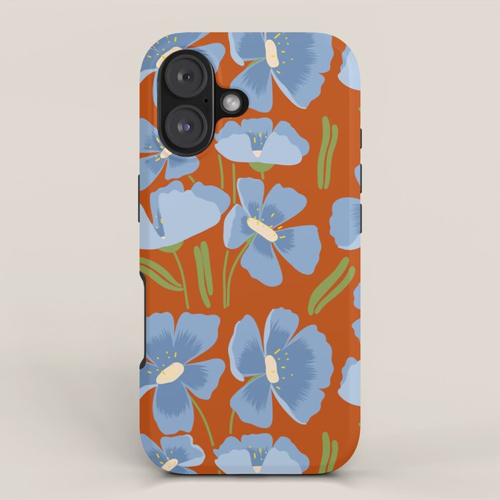 Harleigh Flower Art, Orange and Blue iPhone Case Gallery Image 1