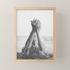 Wild and free, just like the sea - Female portrait black and white photography - photograph Mini Art Print Gallery Image 1