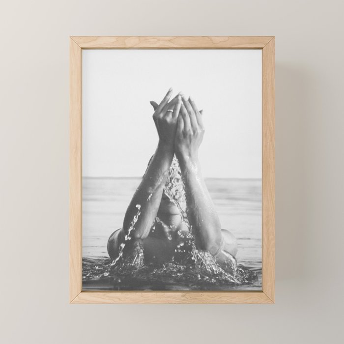 Wild and free, just like the sea - Female portrait black and white photography - photograph Mini Art Print Gallery Image 1