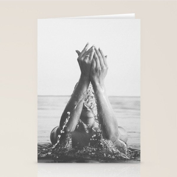 Wild and free, just like the sea - Female portrait black and white photography - photograph Stationery Card Gallery Image 2