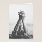 Wild and free, just like the sea - Female portrait black and white photography - photograph Stationery Card Gallery Image 2