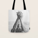 Wild and free, just like the sea - Female portrait black and white photography - photograph Tote Bag Gallery Image 1