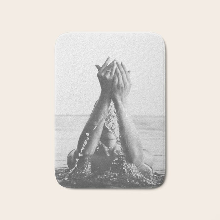 Wild and free, just like the sea - Female portrait black and white photography - photograph Bath Mat Gallery Image 1